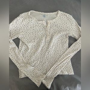 Brandy Melville Floral Henley Long Sleeve